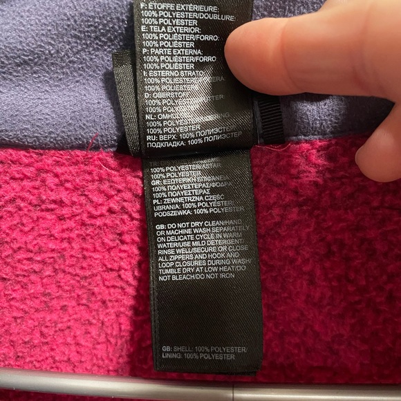 Women’s North Face Fleece Jacket Pink with Purple Collar size Medium - Picture 5 of 8